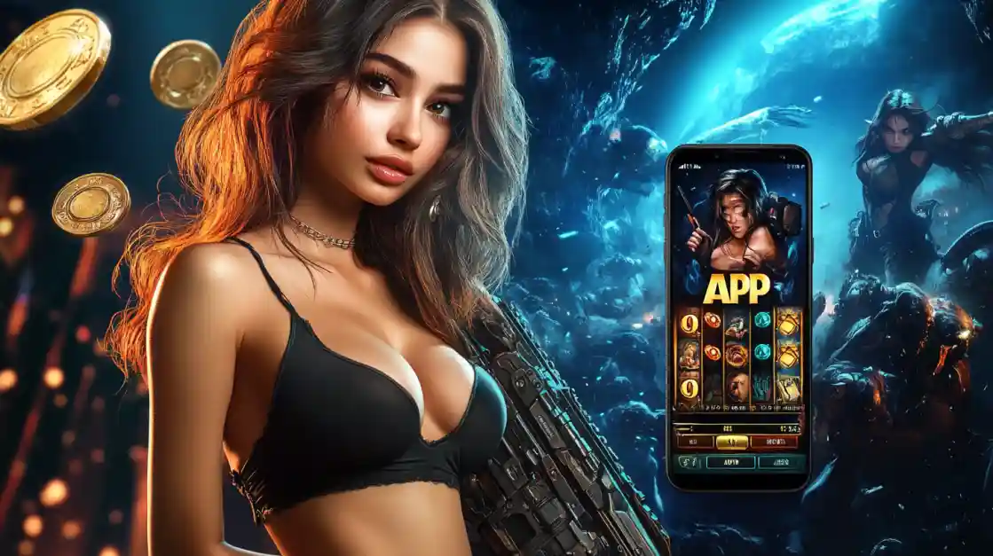 একজন সাহসী নারী app2222 মোবাইল গেমিং অ্যাপ ব্যবহার করছেন, যা অ্যাকশনভিত্তিক গেমের অনুভূতি প্রকাশ করে।
