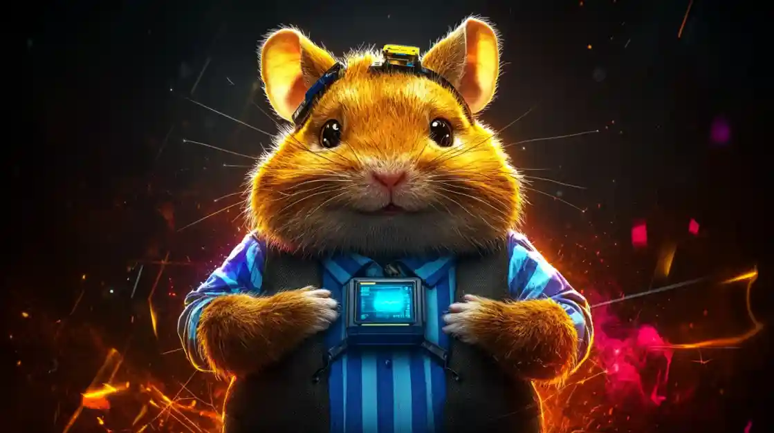 A cute and tech-savvy hamster character wearing a vest and a headset, with a friendly expression, representing the playful and innovative spirit of app2222.